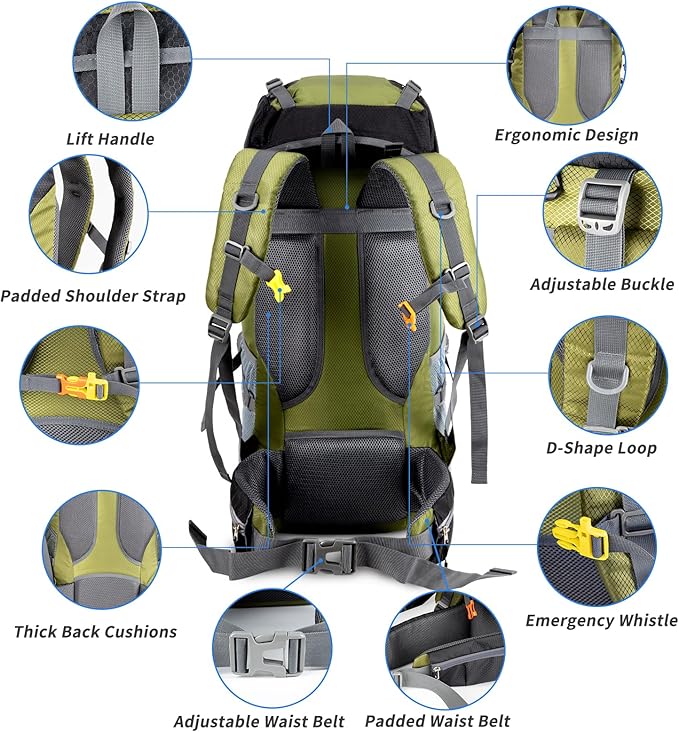 Night Cat Hiking Backpacks 40L Camping Backpacking Packs for Men Women Lightweight Outdoor for Mountaineering Traveling, No Internal Frame