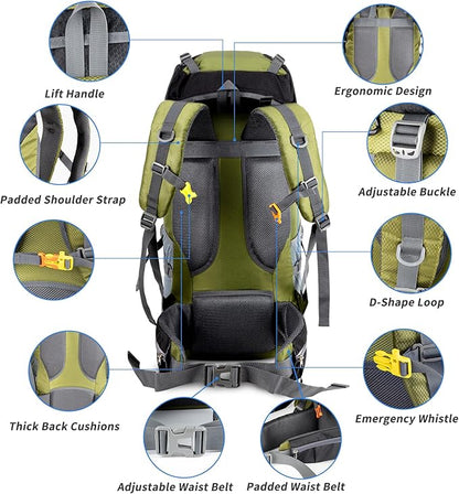 Night Cat Hiking Backpacks 40L Camping Backpacking Packs for Men Women Lightweight Outdoor for Mountaineering Traveling, No Internal Frame