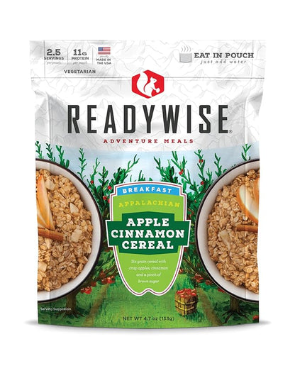 READYWISE - Outdoor Apple Cinnamon, 2.5 Servings, Pack of 1, Emergency Preparedness, Freeze Dried Food, MRE, Snack Pack, Survival Food, Emergency Food for Backpacking, Camping, and Hiking