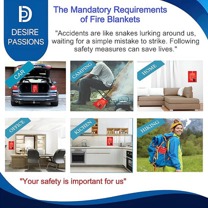 Emergency Fire Blanket - Fire Suppression Blanket for Home, Kitchen, Garage, Camping, School & Office -Flame Retardant -40”x40” for Quick Smothering & Fire Safety (Pack of 2)“