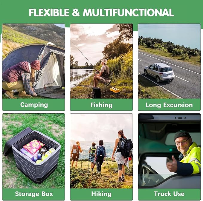 Upgrade XXL Portable Toilet for Adults Camping, 17.3x16.1x16.9 In-Large Portable Foldable Toilet with Lid, Perfect for Camping, Hiking, Fishing, Travel, Long Trips, Beach, RV, Outdoor