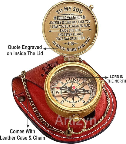 Engraved Compass to Son, Dad to Son Compass, Mom to Son Compass, I Love You Gifts from a Mom/Dad to Son, Graduation Day Gifts for Son, Confirmation Gifts for Son, Baptism Gifts, Easter Gift Ideas