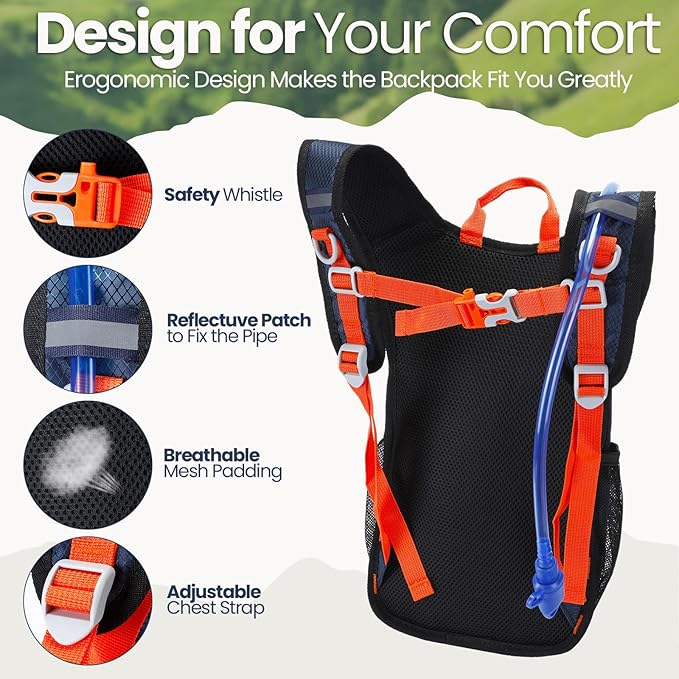 3 Pcs Kids Hydration Backpack with 1.5 L Water Bladder Hydration Pack for Kids Hydration Water Backpack for Kids Lightweight Insulated Water Pack for Boys Girls Biking Climbing Running Hiking