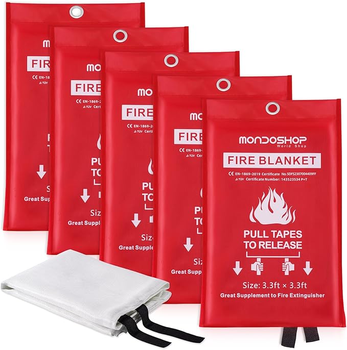 Home Kitchen Camping Fire Blanket - 5Pack Emergency Fire Blanket Fire Resistant Blanket for Grill, Picnic, Car, Office, Warehouse, School, Garages, Workshop