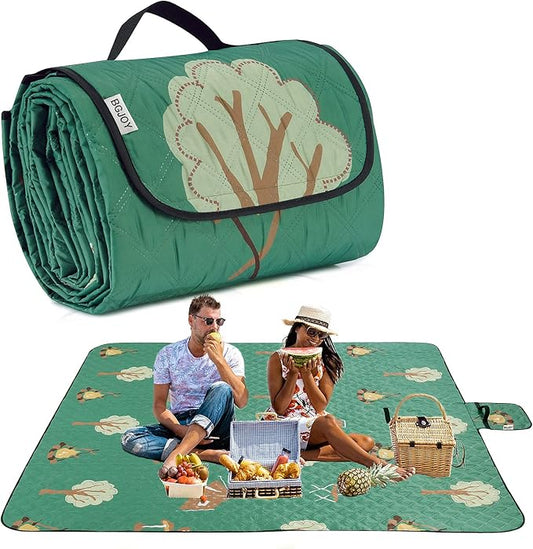Large Beach Blanket Waterproof Sandproof Picnic Blankets Outdoor Blanket Foldable Beach Mat Sandfree with Carry Strap Lightweight Beach Blankets fit 2-4 Adults for Beach Camping Grass Lawn Park