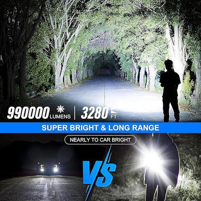 Flashlights High Lumens Rechargeable, 990000 Lumens Bright Flashlight, Powerful Flashlights With 5 Mode For Outdoor, 2pack LED High Powered Flash Light, Waterproof Flashlight For Home/Camping