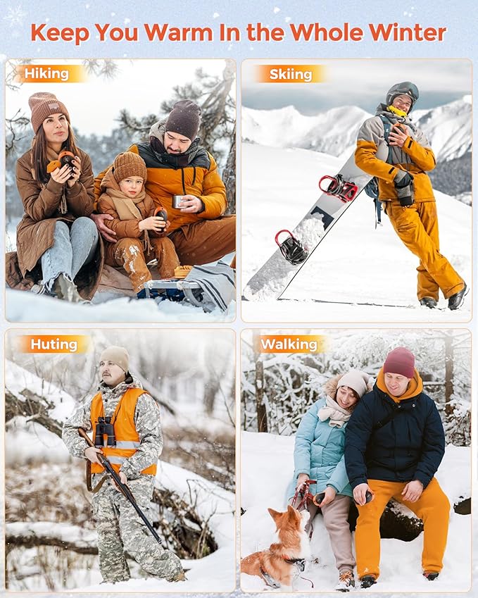 GHKJOK Hand Warmers Rechargeable, 5000mAh Electric Hand Warmer Power Bank 5 Levels Double-Sided Fast Heating, Heat Therapy Great for Raynauds, Hunting, Golf, Camping, Gift