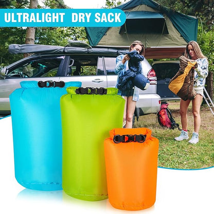 Waterproof Dry Bag 3-Pack, 5L/15L/30L Ultralight Dry Sack Portable Storage Pouch Pack for Hiking, Backpacking, Kayaking, Camping, Swimming, Boating