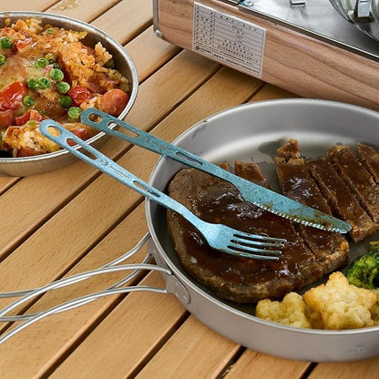 Camping Plate Titanium Pan Dish Plate with Handle & Mesh Bag, Large Reuseable Ultralight Dinner Plate for Camping Outdoors Backpacking (450ML)