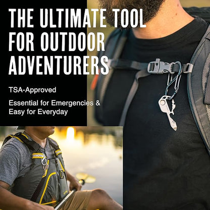 Key Shaped Pocket MultiTool, Small 16-in-1 Ultimate Utility Kit, Made with Lightweight Stainless Steel, TSA Compliant