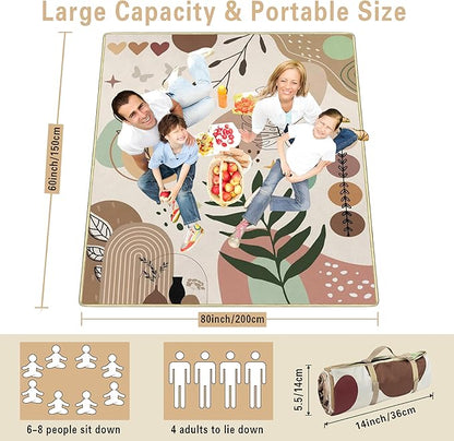Extra Large Picnic Blankets Waterproof Foldable (60 "x 80") Beach Blanket Waterproof Sandproof,3-Layer Thicking Mat Outdoor Packable Camping Blanket