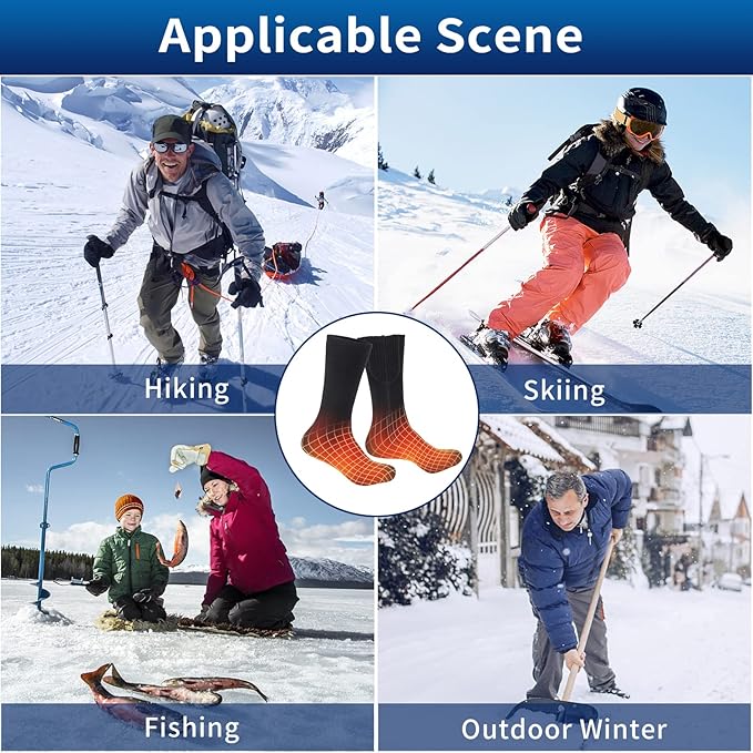 2023 Heated Socks for Men Women, 5V 5000mAh Thermostatic Control Rechargeable Battery Powered Heated Socks Women, Warm Electric Socks for Indoor Outdoor Riding Camping Hiking Hunting Skiing (6-14US)