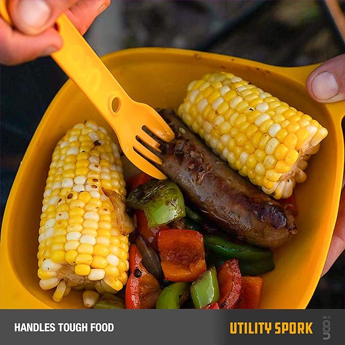 UCO Utility Spork 3-in-1 Combo Spoon-Fork-Knife Camping Utensil, 4-Pack