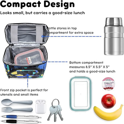 J World Corey Kids Lunch Bag. Insulated Lunch-Box for Boys Girls, Cubes