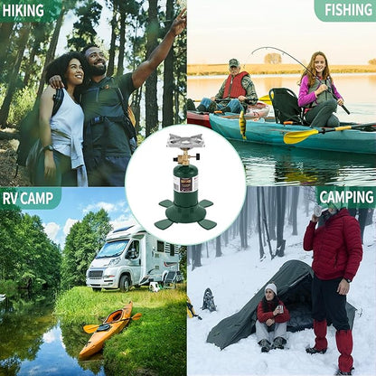 Camping Propane Stove, Single Burner Propane Stove, Portable Bottletop Backpacking Stove,10000BTU Camp Gas Stove kit for Outdoor Cooking, include a USB Windproof Ligther (Fuel not included)