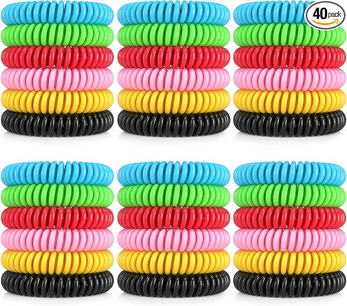 40 Pack Mosquito Repellent Bracelets for Adults & Kids, DEET-Free Bands, Individually Wrapped Repellent Wristbands