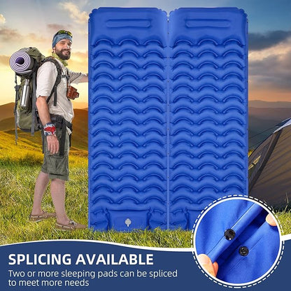 Sleeping Pad, Ultralight Inflatable Sleeping Pad for Camping with Pillow, Built-in Pump, Ultimate for Camping, Hiking - Airpad, Carry Bag, Repair Kit, Compact & Lightweight Camping Pad(Blue)