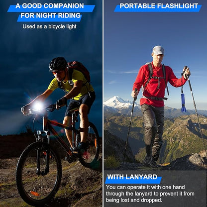 Rechargeable Magnetic Flashlights 100,000 High Lumens, Super Bright LED Powerful Flashlight 8 Modes with COB Work Light, Waterproof Handheld Flash Light for Camping (2 Pack with Paper Box, Blue)