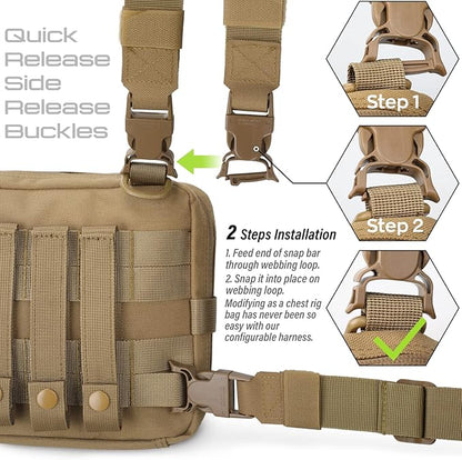 WYNEX Tactical Large Admin Pouch of Double Layer Design, Molle EDC EMT Utility Pouch with Map Sleeve Modular Tool Pouch Large Capacity Flag Patch Included