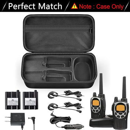 ANKHOH Walkie Talkie Case Holder for 50 Channel GMRS Two-Way Radio, Long Range Handheld Mobile Radios Hard Storage Carrying Box for Rechargeable Batteries, Charger and Headset, Black(Bag Only)