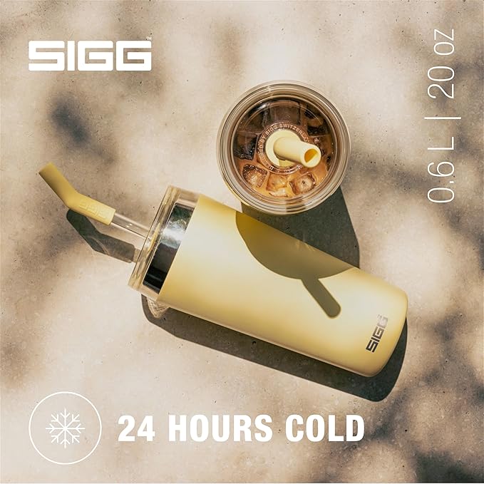 SIGG - Insulated Mug - Travel Mug Helia - With Durable Glass Straw & Cleaning Brush - Leakproof - BPA Free - 18/8 Stainless Steel - 15oz/20oz