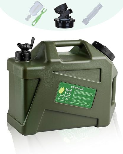 5 Gallon Water Jug, Camping Water Containers, Truly No Leakage Water Tank, Large Military Green Water Storage,BPA Free Portable Emergency Overlanding Gear for Outdoors&Hiking