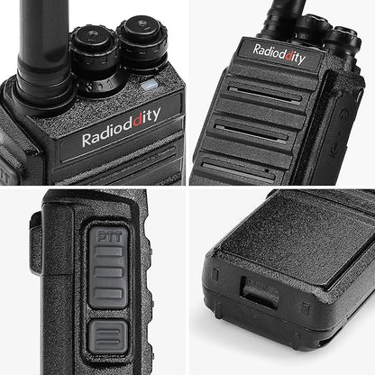 4 Pack Radioddity GA-2S Long Range Walkie Talkies for Adults UHF Two Way Radio Rechargeable with Micro USB Charging + USB Desktop Charger + Air Acoustic Earpiece with Mic, for School Retail Business