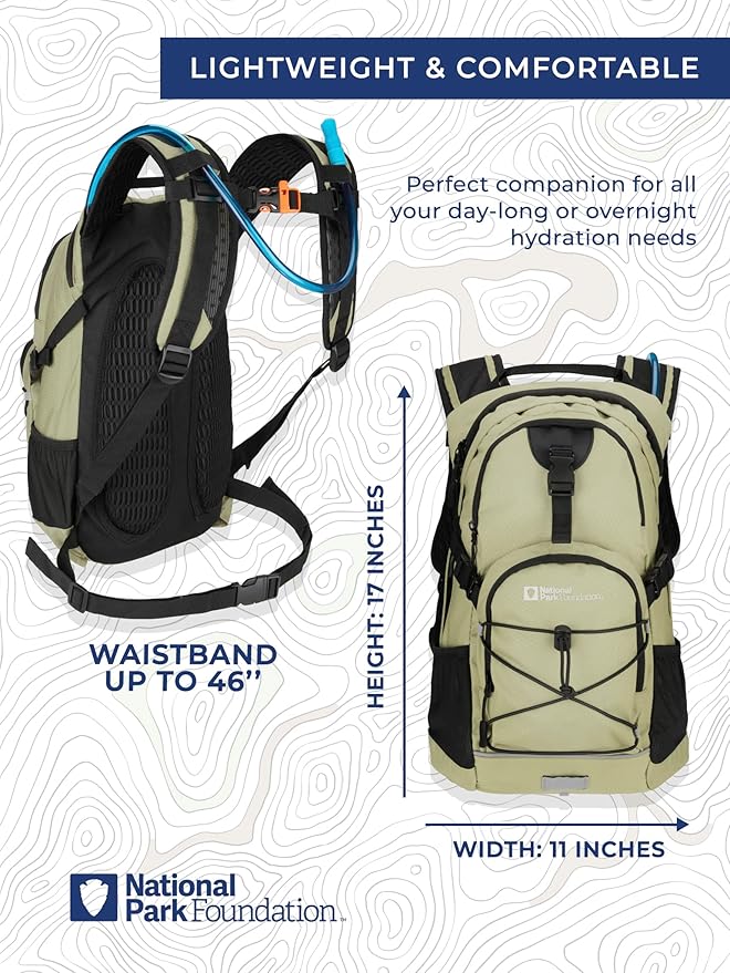 18L Hydration Backpack with 2 Liter Hydro Water Bladder Bag, Lightweight Daypack for Cycling, Hiking, Running, Climbing, for Men Women Kids