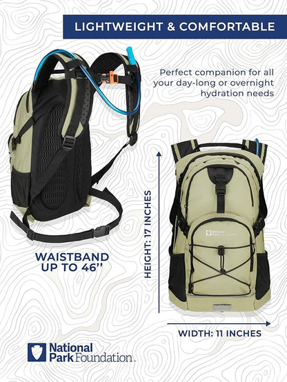 18L Hydration Backpack with 2 Liter Hydro Water Bladder Bag, Lightweight Daypack for Cycling, Hiking, Running, Climbing, for Men Women Kids