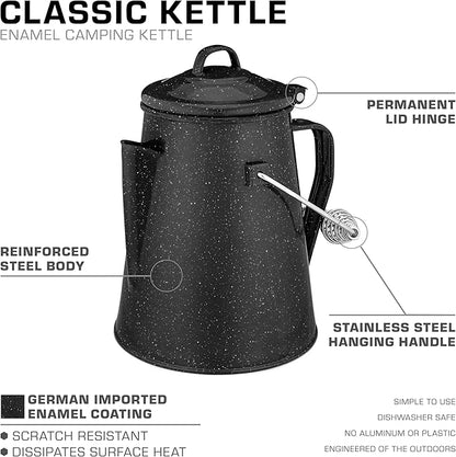 COLETTI Classic Camping Kettle - Tea and Camp Kettle, NO Aluminum or Plastic, Ideal for Boiling Water (Black)