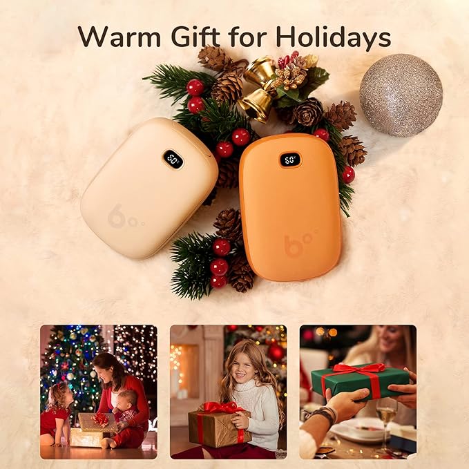JISULIFE Hand Warmers, Rechargeable Electric Reusable Hand Warmers/Power Banks, Pocket Warmers with LED Display, Portable Hot Hands Hand Warmers for Outdoors Indoor, Gifts for Men Women Mom Dad