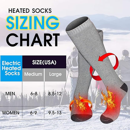 MMlove Heated Socks, Electric Socks Rechargeable Heated Socks for Men Women 3 Heat Settings Winter Thermal Socks, Indoor Outdoor Foot Warmers for Skiiing Hiking Camping Fishing Working