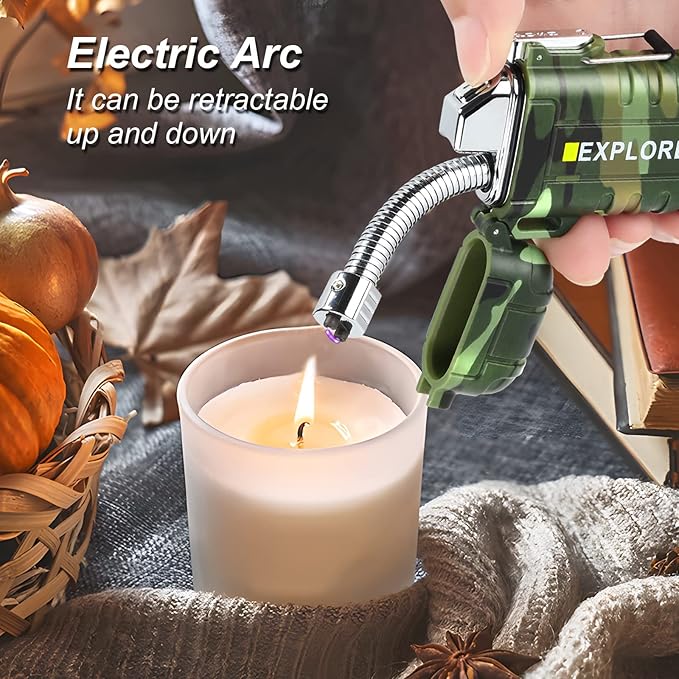 360 Flex Electric Lighter - USB Rechargeable Arc Lighter with Windproof Plasma Flame, Flexible Neck Grill Lighter, Waterproof Candle Lighter for Aromatherapy Camping BBQ -Survival Tactical Gear