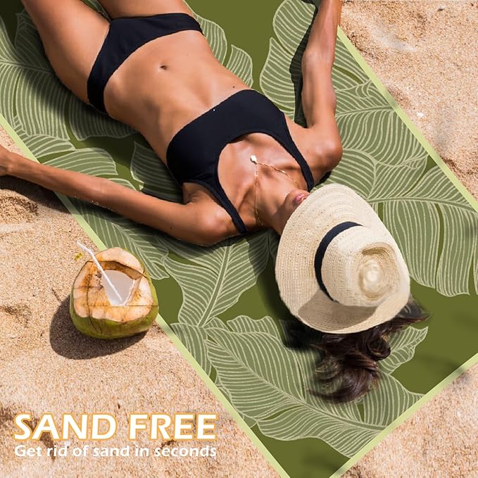 Eunzel 2 Pack Microfiber Beach Towel, Quick Dry Travel Towel Large Sand Free Towel for Beach, Camping, Swim Pool, Gym, Sports& Yoga 71"x32", Palm