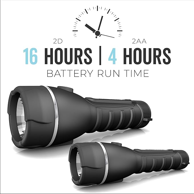 Rayovac LED Flashlight 3 Pack, Rubber Grip Flash Light Set with Batteries Included - Perfect for Power Outages, Emergency Situations, Camping, Hiking, Dog Walking (3 Pack)