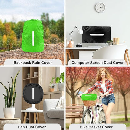LAMA 2pcs Waterproof Rain Cover for Backpack, Reflective Rainproof Protector for Anti-dust and Anti-Theft L 45L-55L Black Green