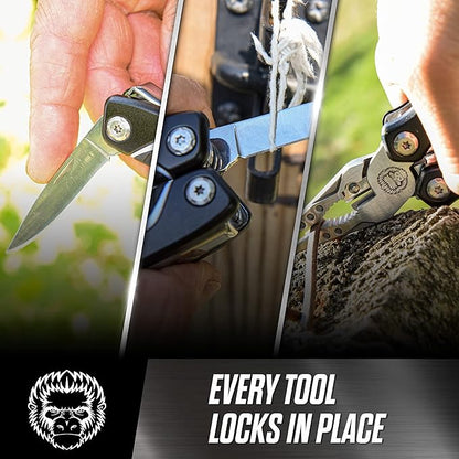 3 Piece Pocket Multitool Gift Set for Him-Stainless Steel Survival Multi Tool for Men - Clip to Belt & Backpack - Utility Knife Multitool, Pliers & Pocket Knife - Hiking, Camping & Fishing