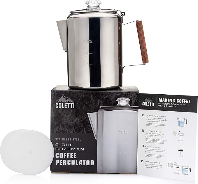 COLETTI Bozeman Percolator Coffee Pot — America’s Favorite Percolator [9 cup]