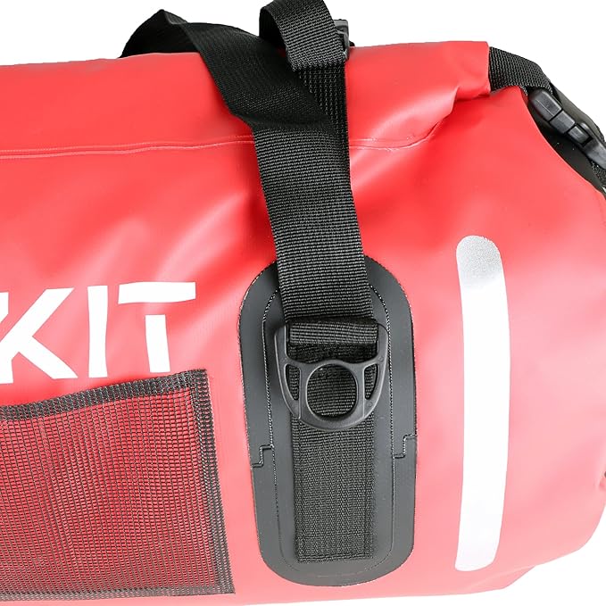 Waterproof Duffle Bag Travel Dry Bag 500D PVC for Motorcycle Tail Kayaking Rafting Boating Swimming Camping Hiking Beach Fishing (Red, 80L)