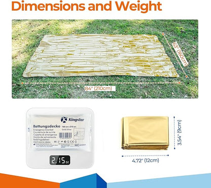 Emergency Blankets (4 Packs, 83" L x 62" W) Large Gold Mylar Thermal Blankets for Survival and Protection,Space Blanket Survival Kits Camping Blanket, Ideal for Outdoors, Hiking, Survival