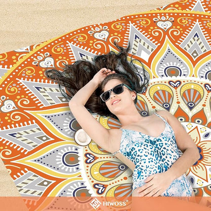 Beach Blanket Waterproof Sandproof Oversized 95”x 80”,Sand Free Beach Mat with Corner Pockets,Portable Mesh Bag for Beach Festival,Picnic,Travel and Outdoor Camping (Orangegrey)