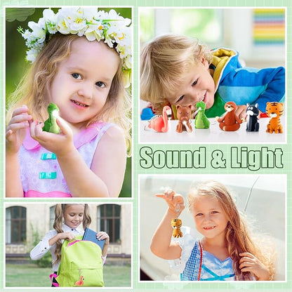 6 Pieces Nurse Flashlight Pediatric Nurse Flashlight Keychain Animal Flashlight Puppy Keychain Tiger Flamingo Sloth Dinosaur Cat Flashlight Keychain Pen Lights for Nurses Badge Reel