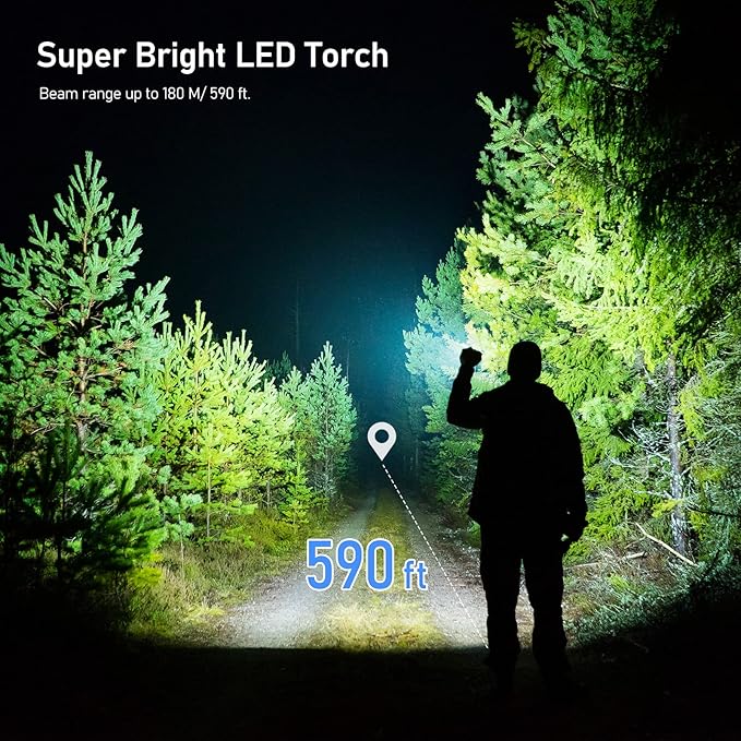 Flashlight Rechargeable,2000L High Lumens Tactical Flashlight,Super Bright Small LED Flash Light-Zoomable,Adjustable Brightness,Long Lasting for Camping,Outdoors,Christmas Gifts Men&Women-Red
