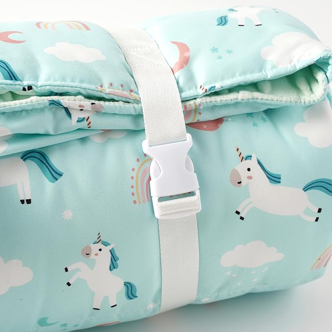Bunnikins & Clover Toddler Nap Mat with Removable Pillow, Nap Mats for Preschool, Easy Clean Toddler Nap Pad for Kindergarten, Kids Sleeping Bag for Travel Camping