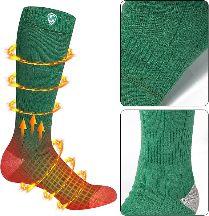 Heated Socks, Rechargeable Electric Socks with 3 Heat Settings, 8 Hours Heating time Winter Foot Warmers with Large Capacity Batteries for Men/Women