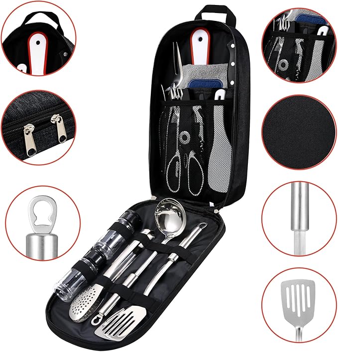 Camping Essentials Camping Accessories Gear Must Haves Camper Tent Camping Kitchen Rv Cooking Set Camping Cooking Utensils Set Supplies Gadgets Outdoor Stove Portable Picnic Gifts BBQ Stuff