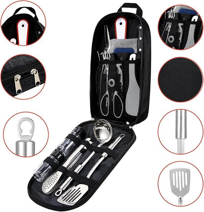 Camping Essentials Camping Accessories Gear Must Haves Camper Tent Camping Kitchen Rv Cooking Set Camping Cooking Utensils Set Supplies Gadgets Outdoor Stove Portable Picnic Gifts BBQ Stuff