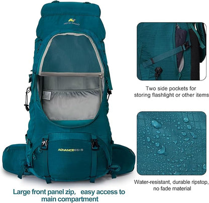 N NEVO RHINO Internal Frame Hiking Backpack 50/60/65/70/80L, Mountain Climbing Camping Backpack Daypack Waterproof Rain Cover