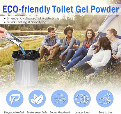Coolrunner 30 Packets Portable Toilet Powder Poo Gel for Camping Eco Absorbent Gel, ECO-Friendly Toilet Gel Powder, Poo Urine Powder for Camping Outdoor Hiking Fast-Acting Gel