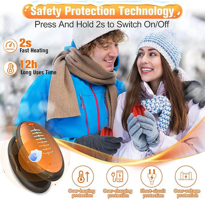 2-Pack Hand Warmers Rechargeable, Rugby-Shaped Portable Electric Hand Warmers Reusable, Dual-Side Heating, Hand Warmers Pocket Heater for Hunting/Golf/Skiing/Camping, for Men Women Kids